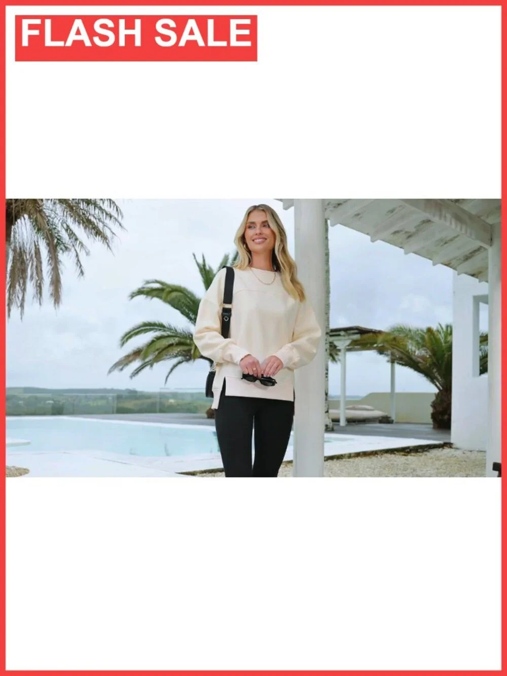 Women's Crewneck Fleece Sweatshirt Long Sleeve Pullover High Low Slit